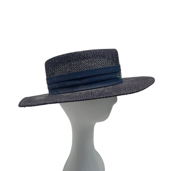 Unisex Blue and Navy Shark Vacation Straw Hat - Picture 3 of 6